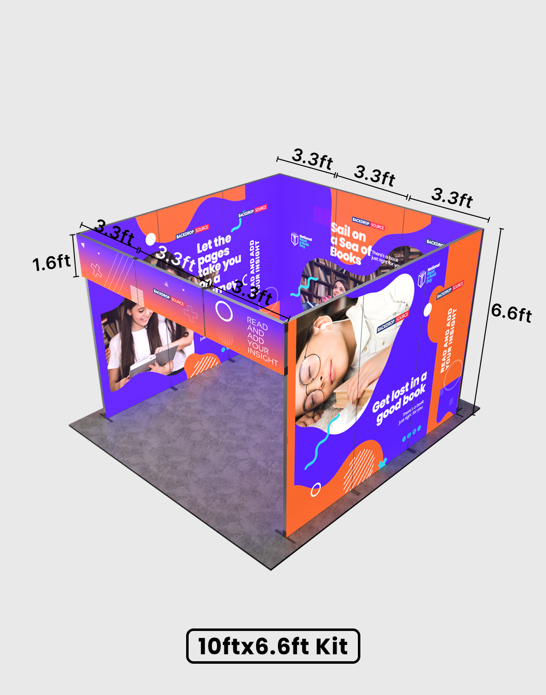 Espositore modulare SEG Lightbox da 10 piedi per fiere - Modello 1