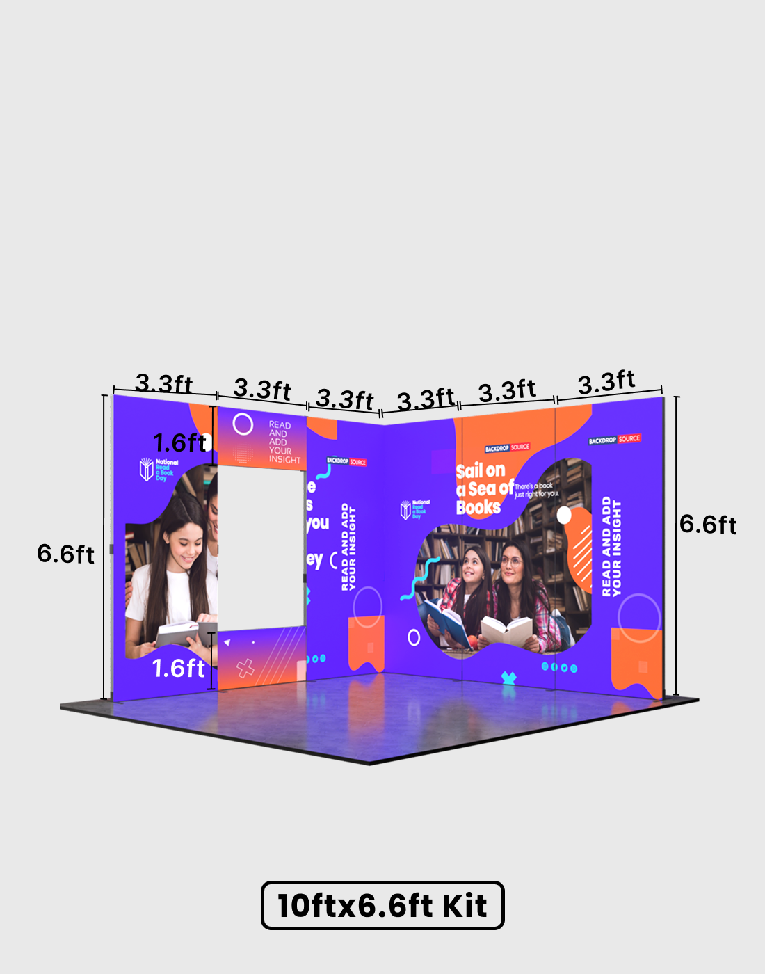 Espositore modulare SEG Lightbox da 10 piedi per fiere - Modello 1