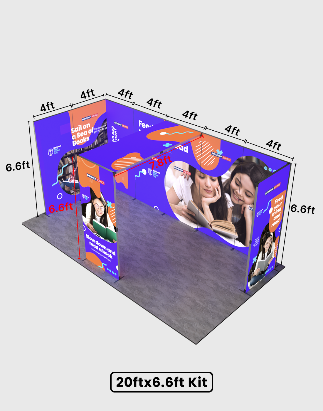 Espositore modulare SEG Lightbox da 10 piedi per fiere - Modello 1