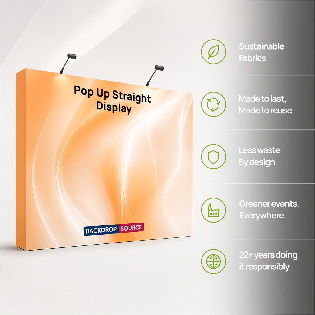 Fabric Popup Straight Backwall Kit with Clamping Lights