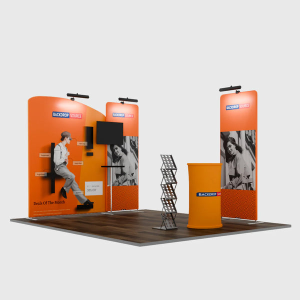 Kit de exhibición de TV premium para stands de 10 pies de ancho