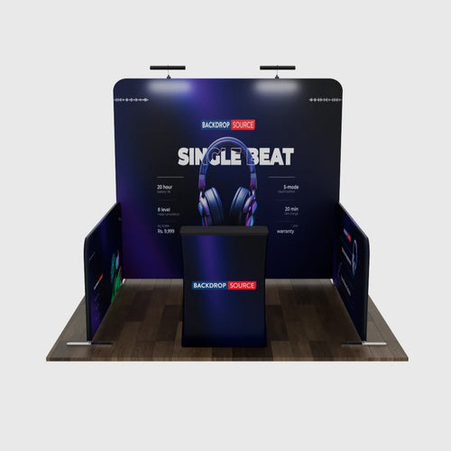 Ultimate 10x10 Booth Kit with Backwall, Side Walls, Counter & LED Lights