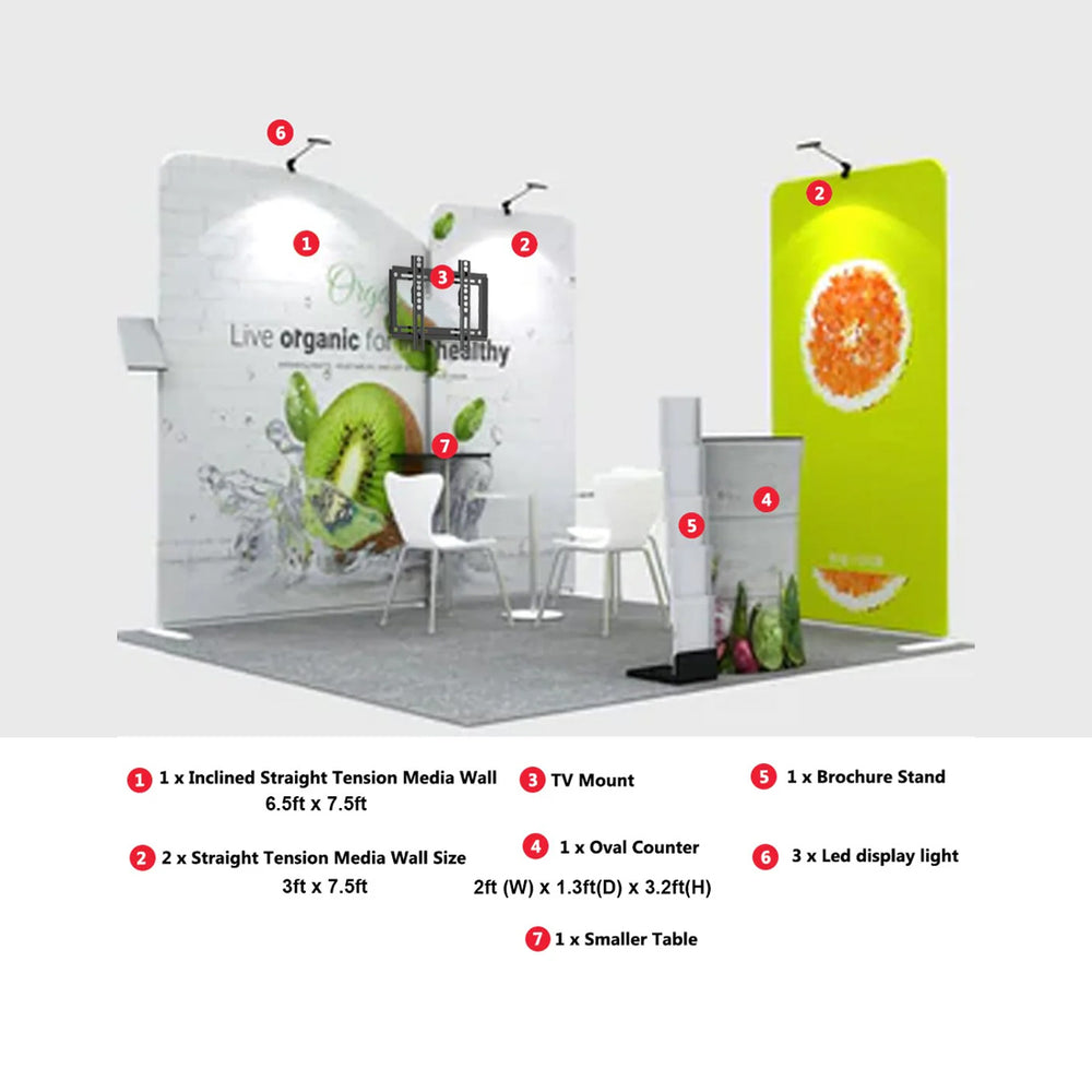 10ft Wide Premium Modular Exhibition Booth Kit with TV Display