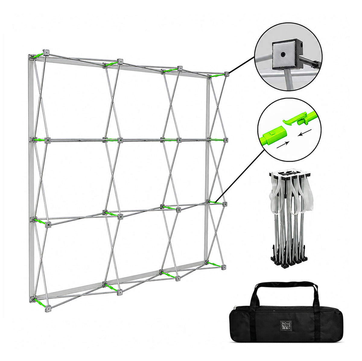 Portable Pop-Up Display Wall with Shelving (Dual-Side Print)