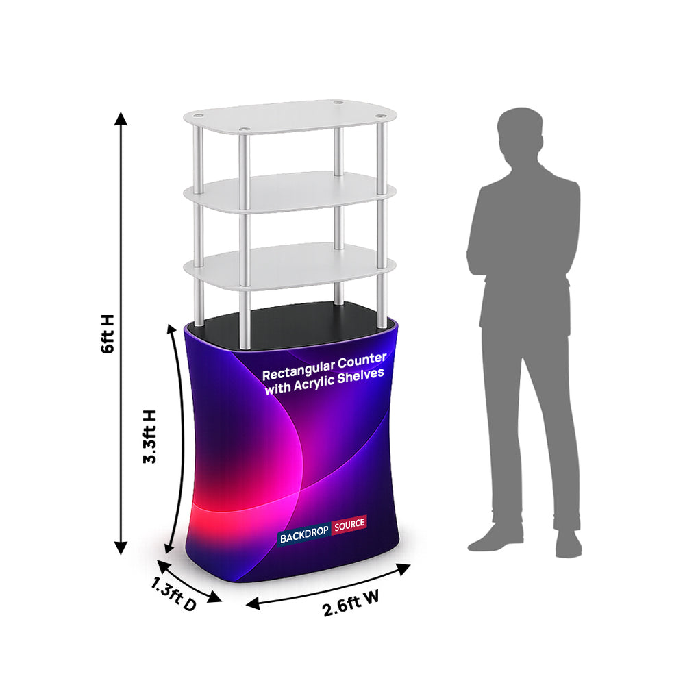 Mostrador de exhibición de tela rectangular (para exhibiciones en podios y stands)