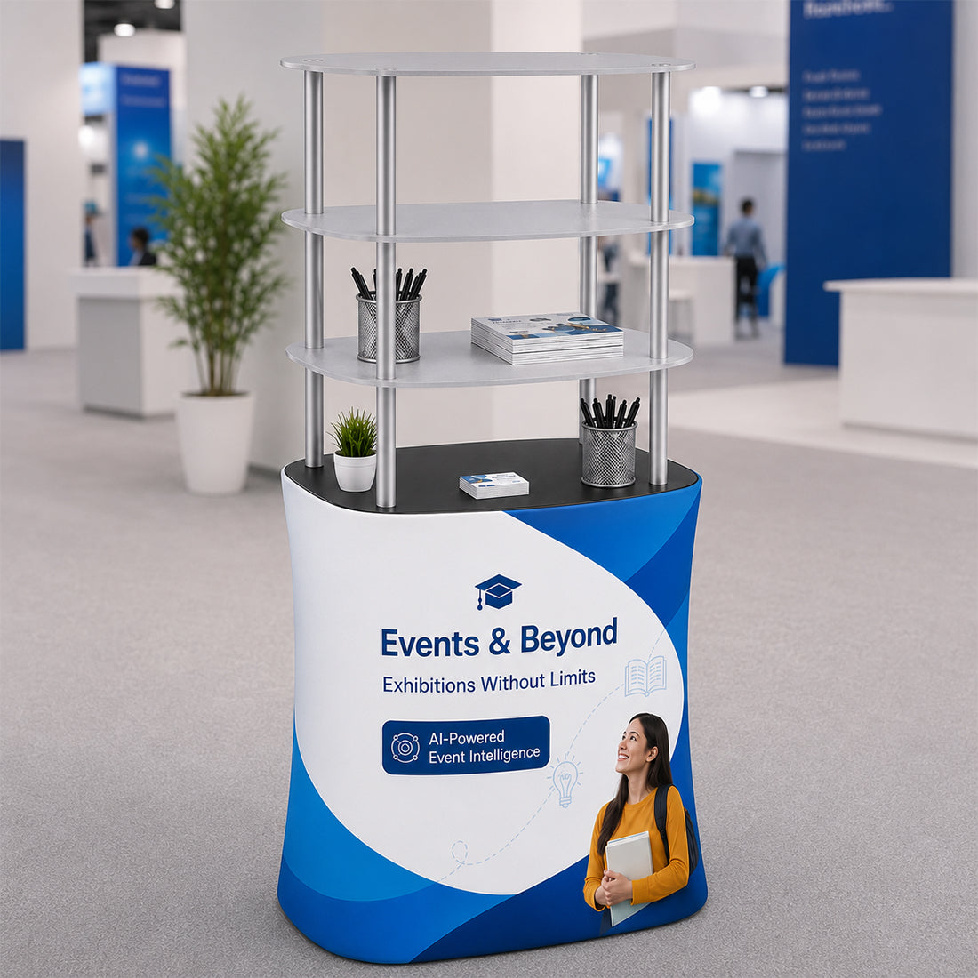 Mostrador de exhibición de tela rectangular (para exhibiciones en podios y stands)