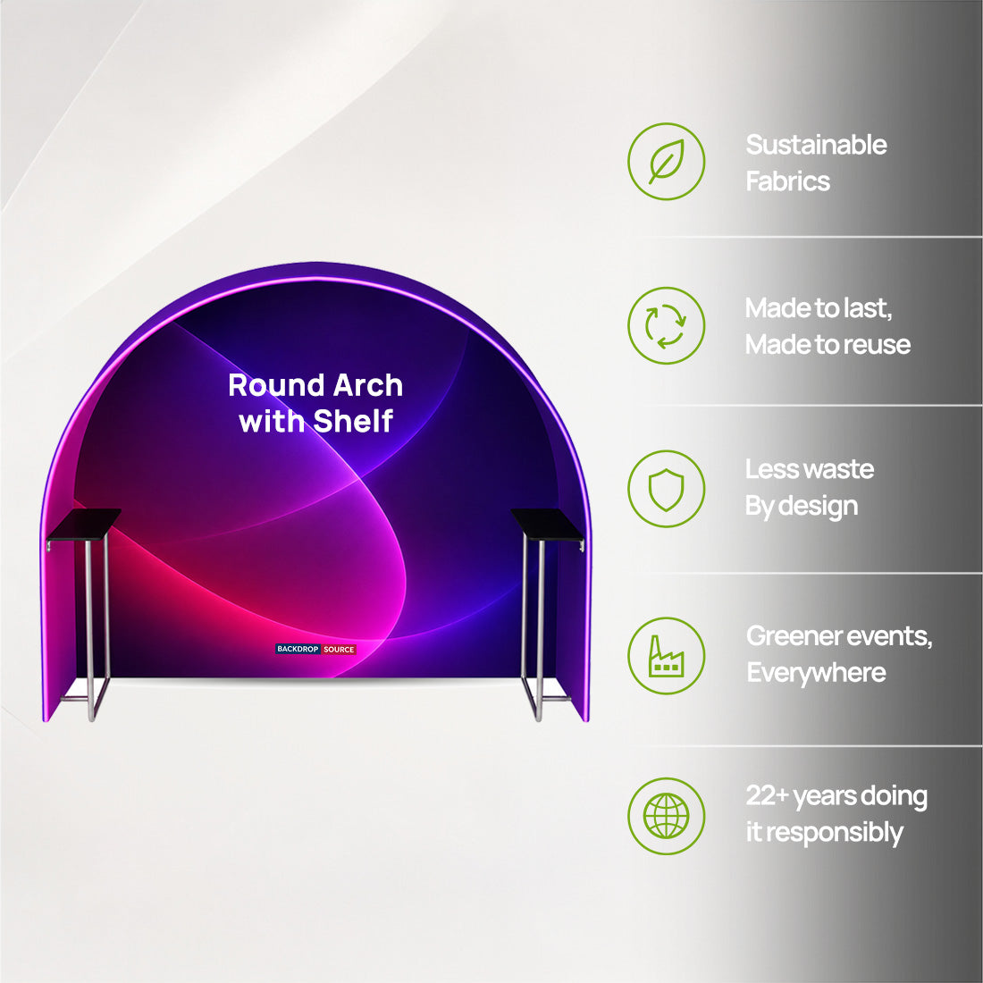 Round Fabric Arch Exhibition Booth with Built-In Shelf