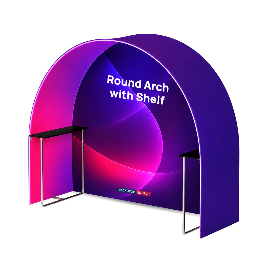 Round Fabric Arch Exhibition Booth with Built-In Shelf