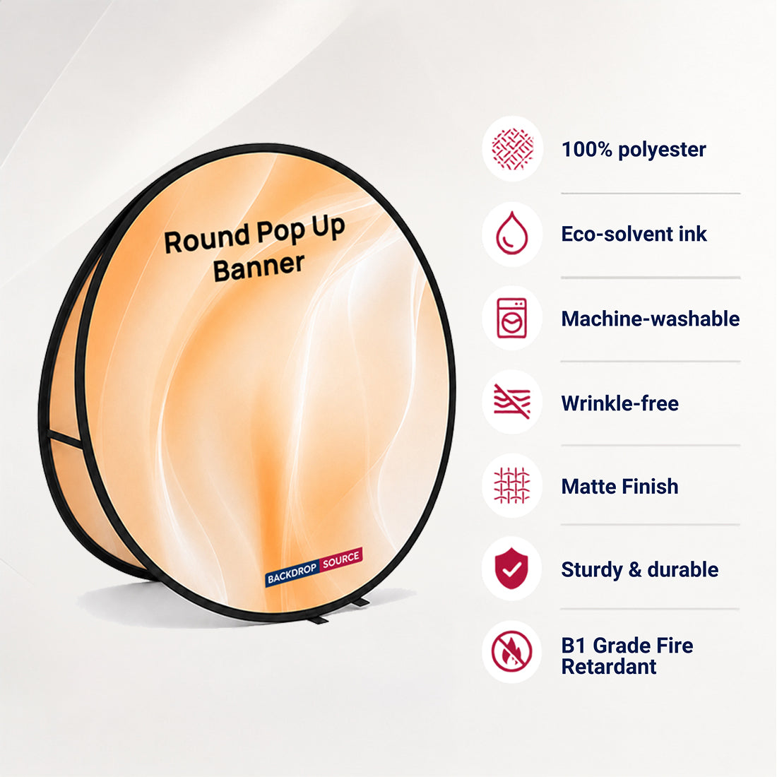 Round Fabric Pop Up Banners – Double Side Printed