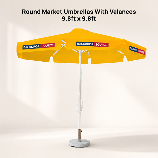 Round Market Umbrellas With Valances – 9.8ft x 9.8ft