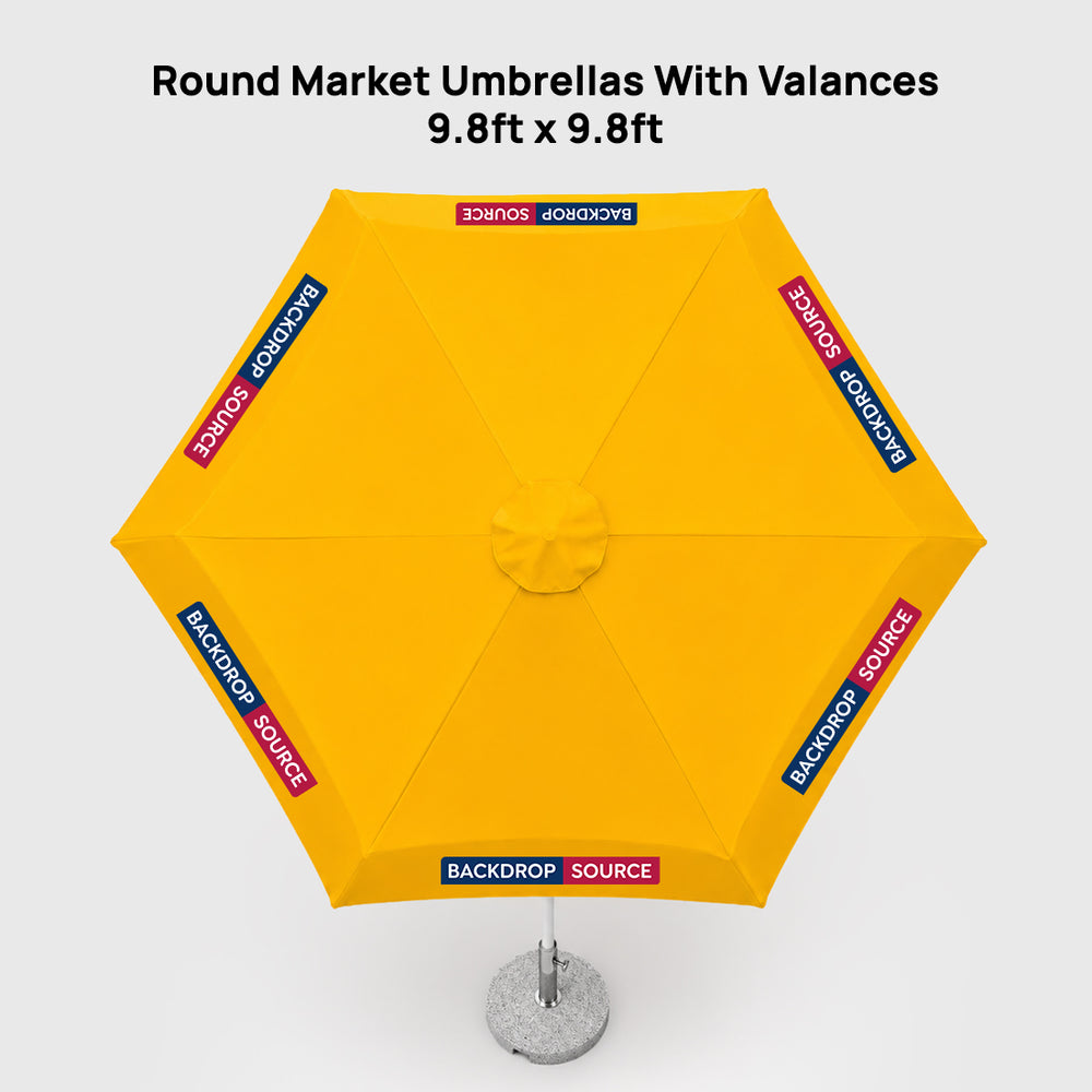 Round Market Umbrellas With Valances – 9.8ft x 9.8ft