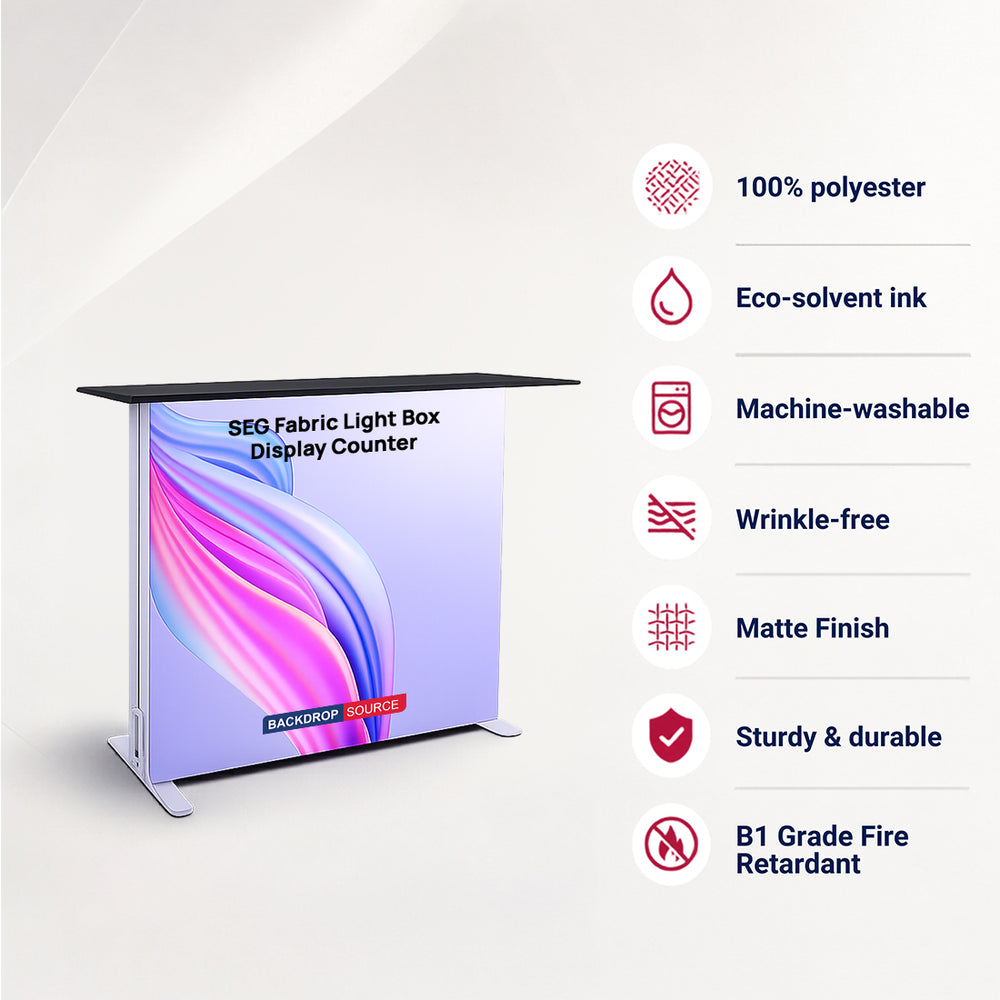 SEG Fabric Light Box Display Counter – 3.3ft Height