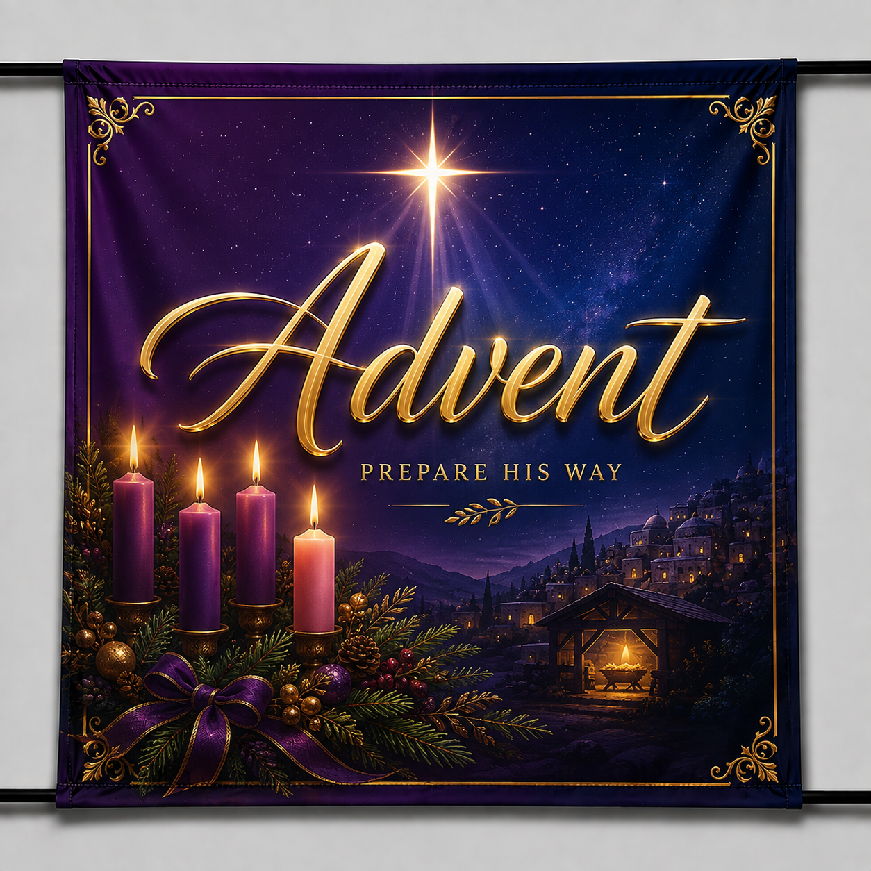Church Sanctuary Blockout Fabric Banner