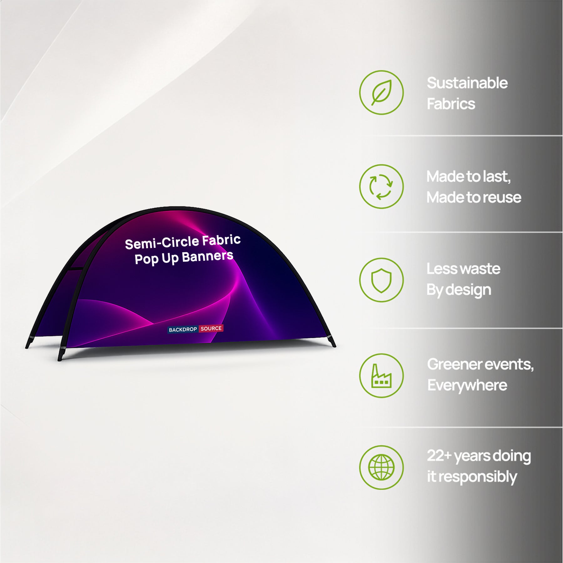 Semi-Circle Fabric Pop Up Banners  (Double Side Printed)
