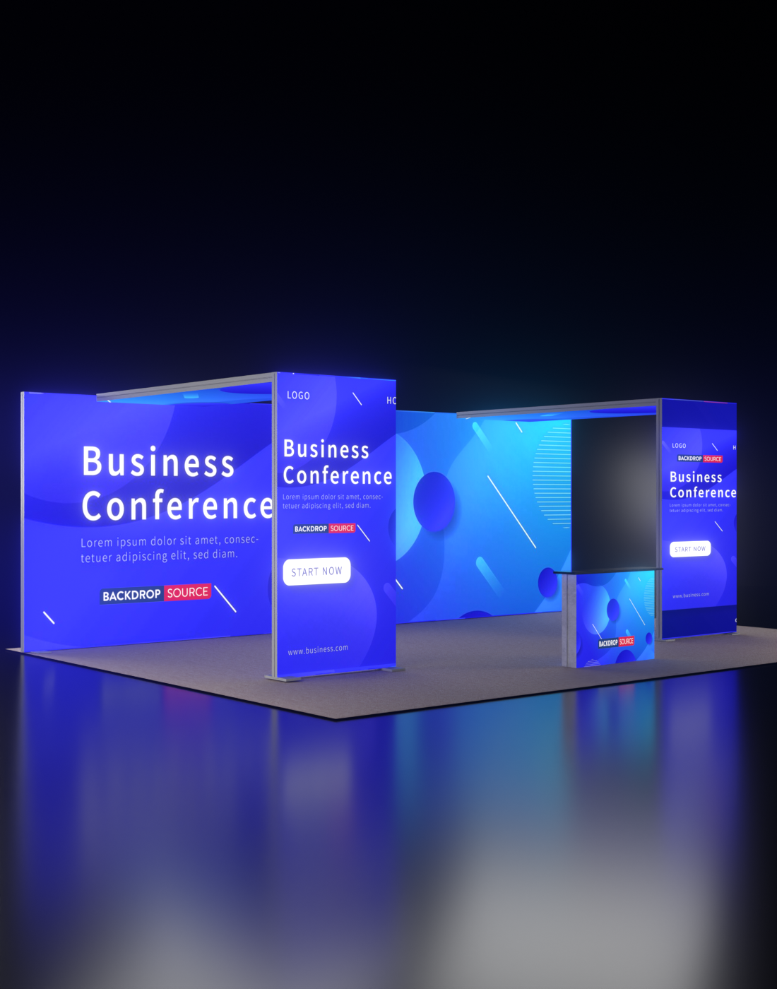 Espositore modulare SEG Lightbox da 10 piedi per fiere - Modello 1