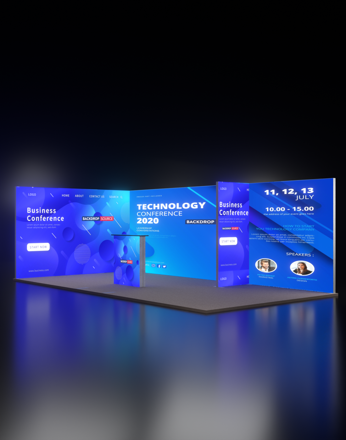 Espositore modulare SEG Lightbox da 20 piedi per fiere - Modello 5