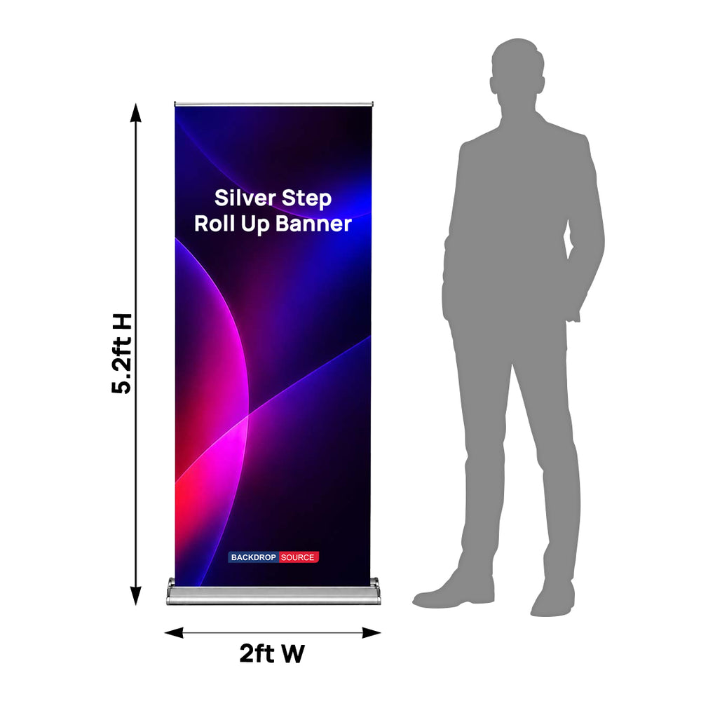 Silver Step Fabric Roll Up Banner