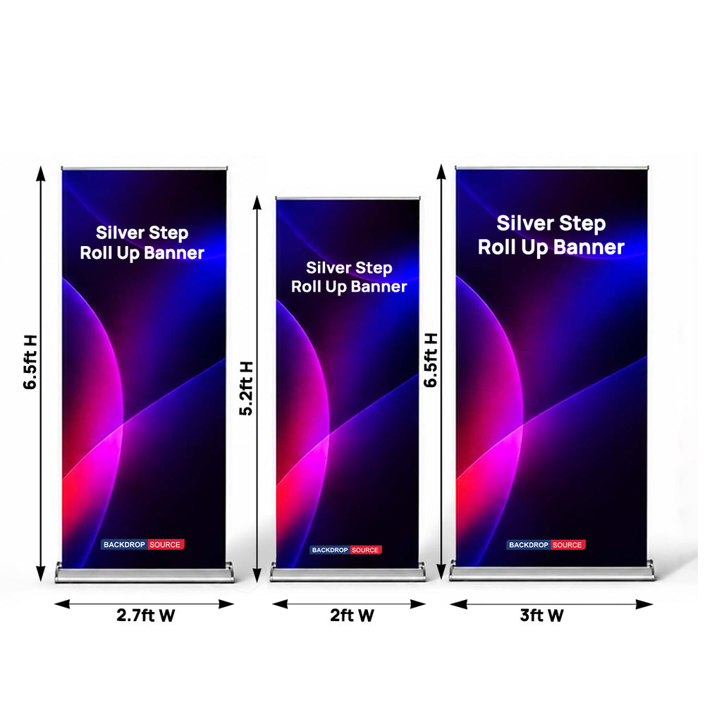 Silver Step Fabric Roll Up Banner