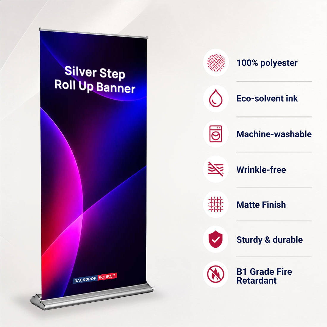 Silver Step Fabric Roll Up Banner