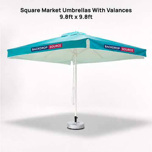 Square Market Umbrellas With Valances  – 9.8ft x 9.8ft