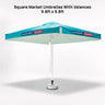 Square Market Umbrellas With Valances  – 9.8ft x 9.8ft