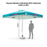 Square Market Umbrellas With Valances  – 9.8ft x 9.8ft