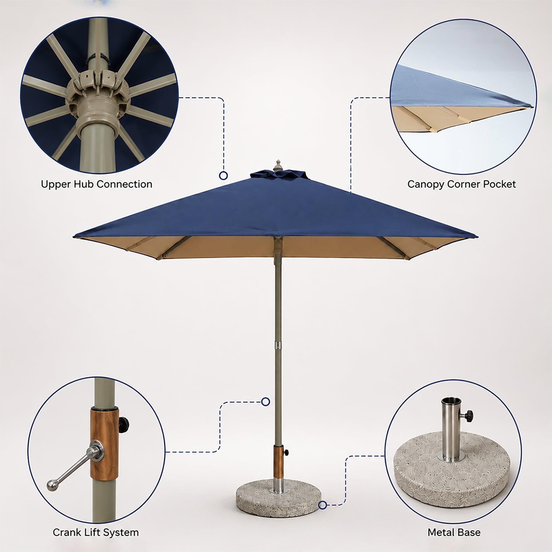 Square Patio Umbrella – 6.5ft x 6.5ft