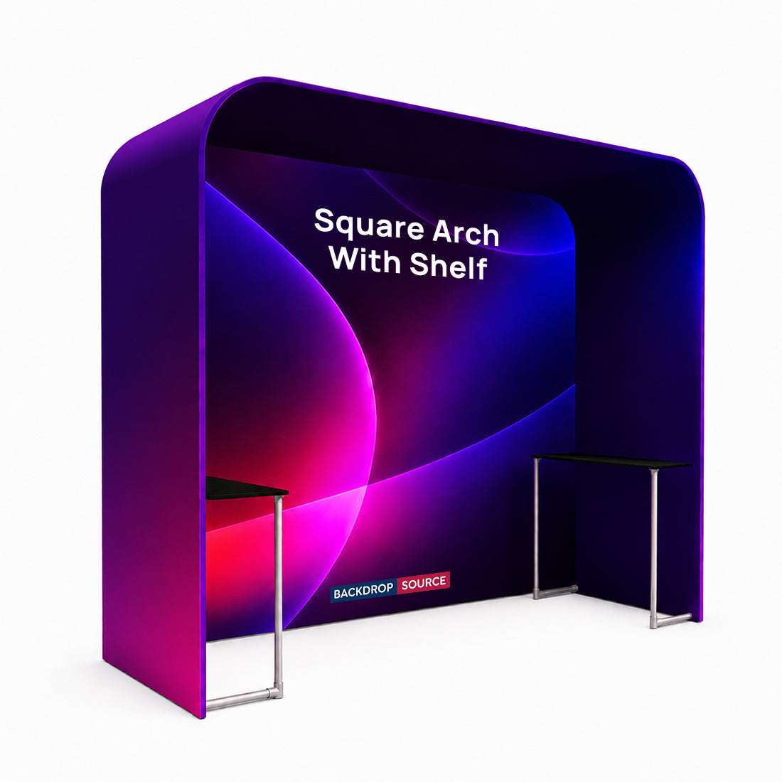 Square Arch Fabric Trade Show Booth with Built-In Shelf