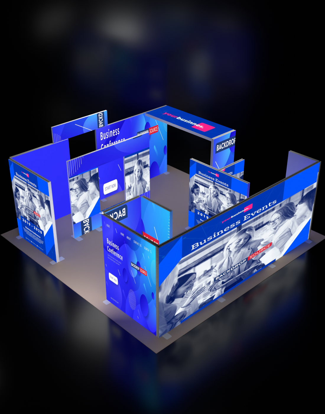 Espositore modulare SEG Lightbox da 10 piedi per fiere - Modello 1