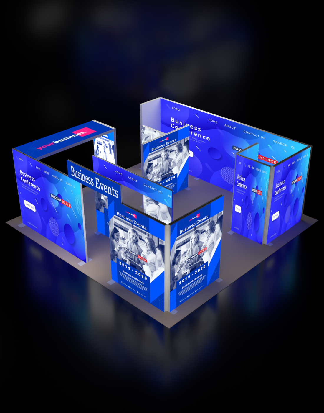 Espositore modulare SEG Lightbox da 10 piedi per fiere - Modello 1