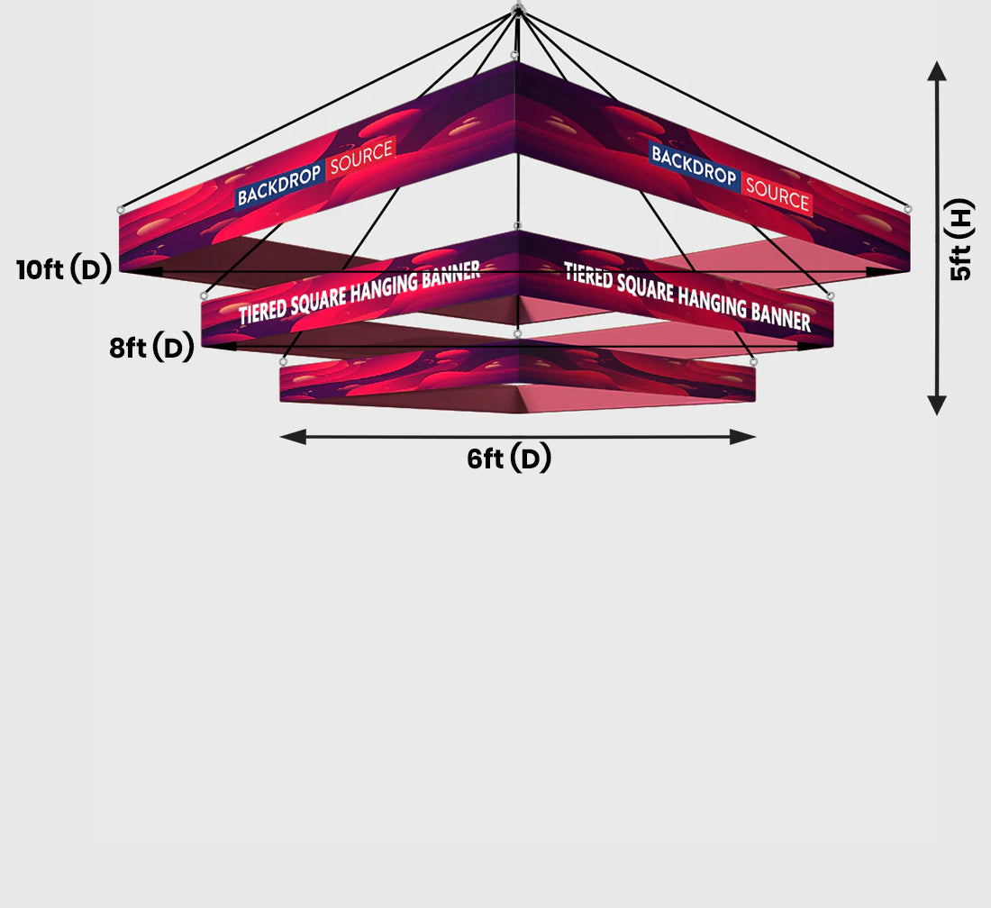 Banner quadrato sospeso a più livelli
