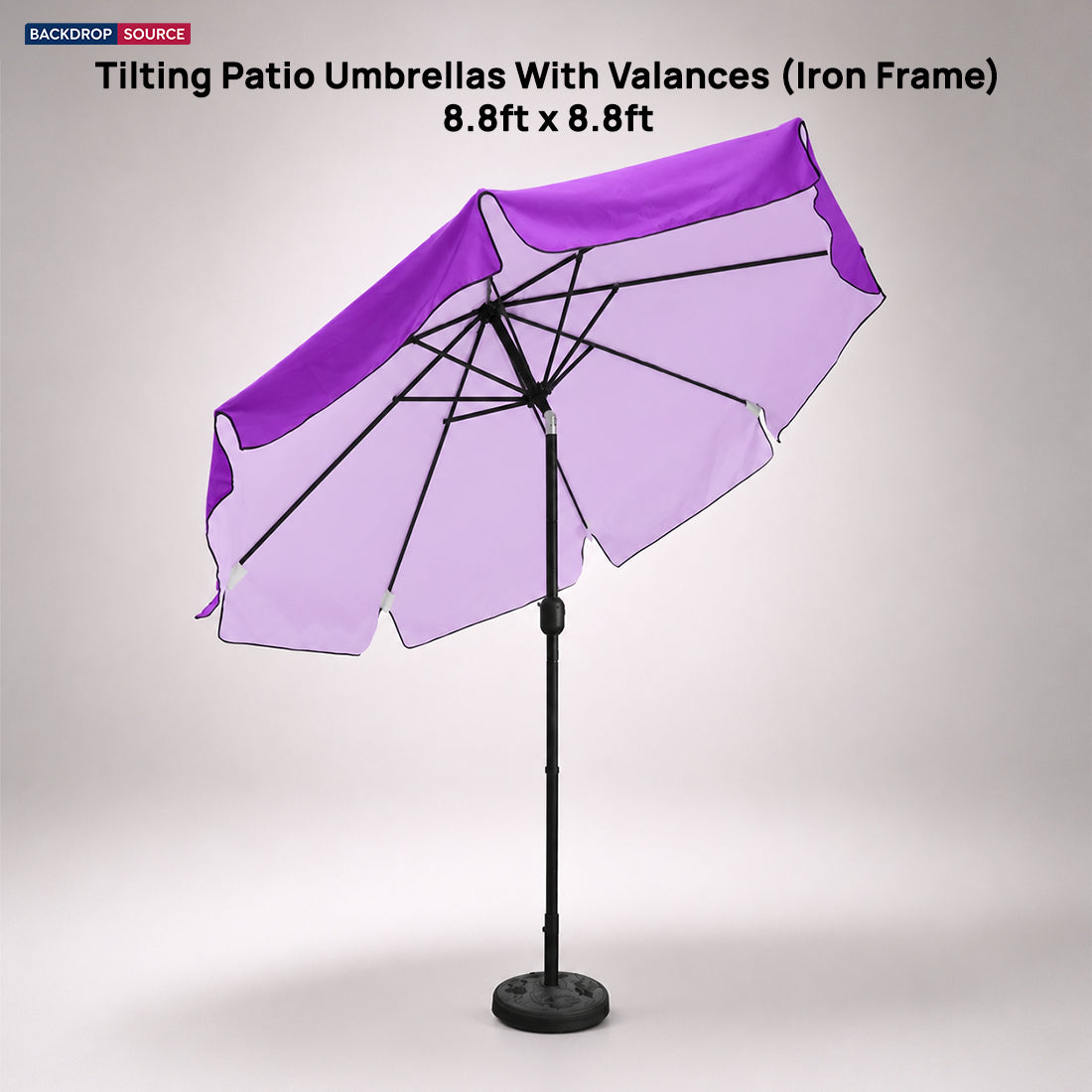 Tilting Patio Umbrellas With Valances (Iron Frame) – 8.8ft x 8.8ft