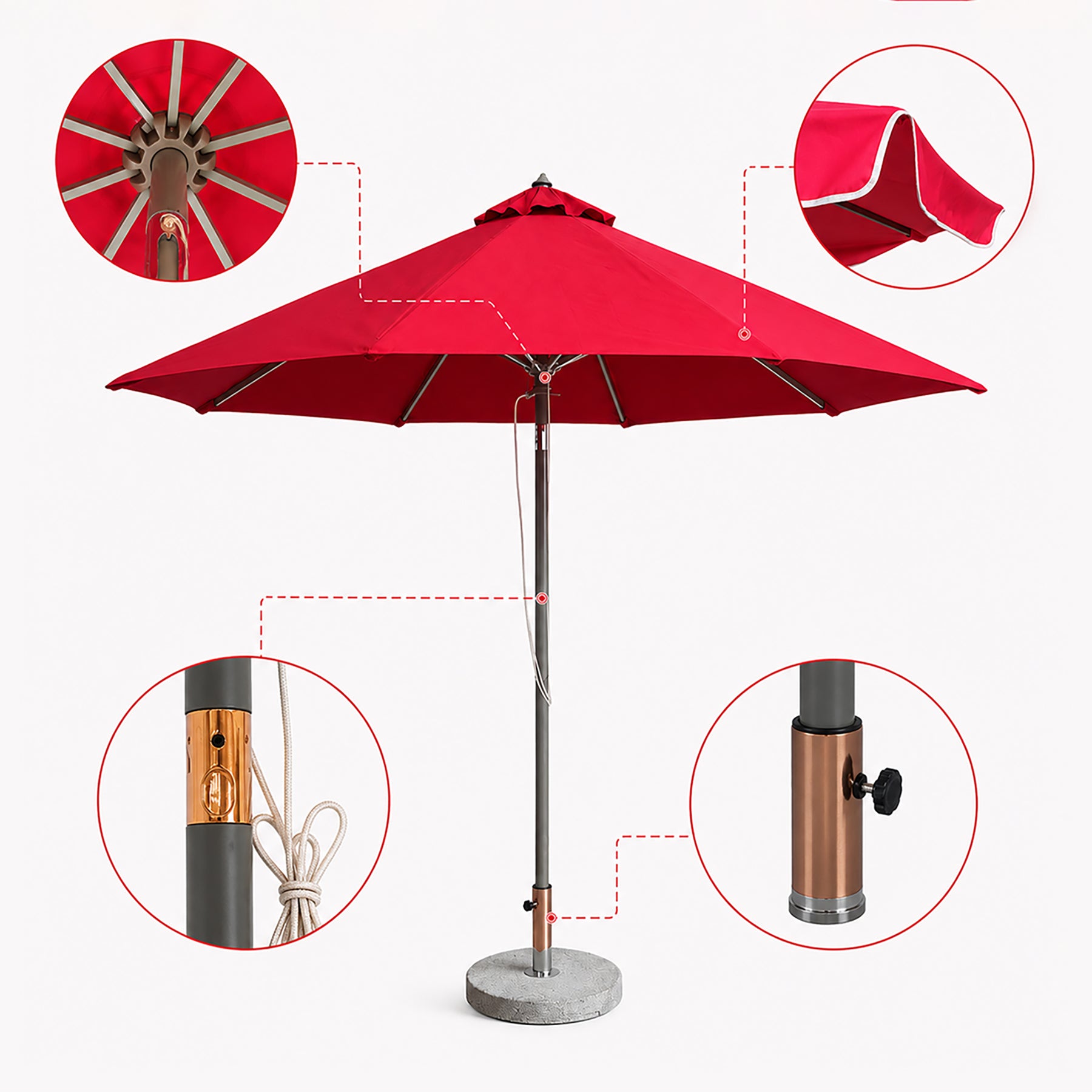 Tilting Patio Umbrellas – 8.8ft x 8.8ft
