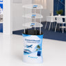 Triangular Fabric Display Counter with Acrylic Triple Shelves