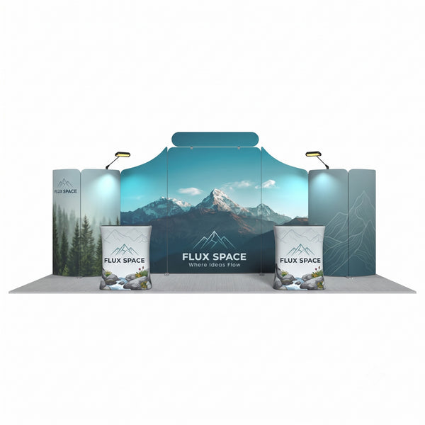 Magnetic Fabric Banner Stand Exhibition Kit with Oval Header & Pop-Up Booths