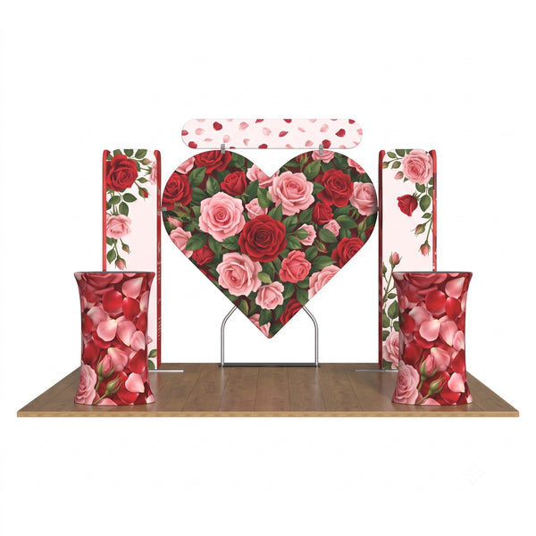 Magnetic Fabric Banner Stand Exhibition Kit with Heart-Shaped Backdrop & Oval Header