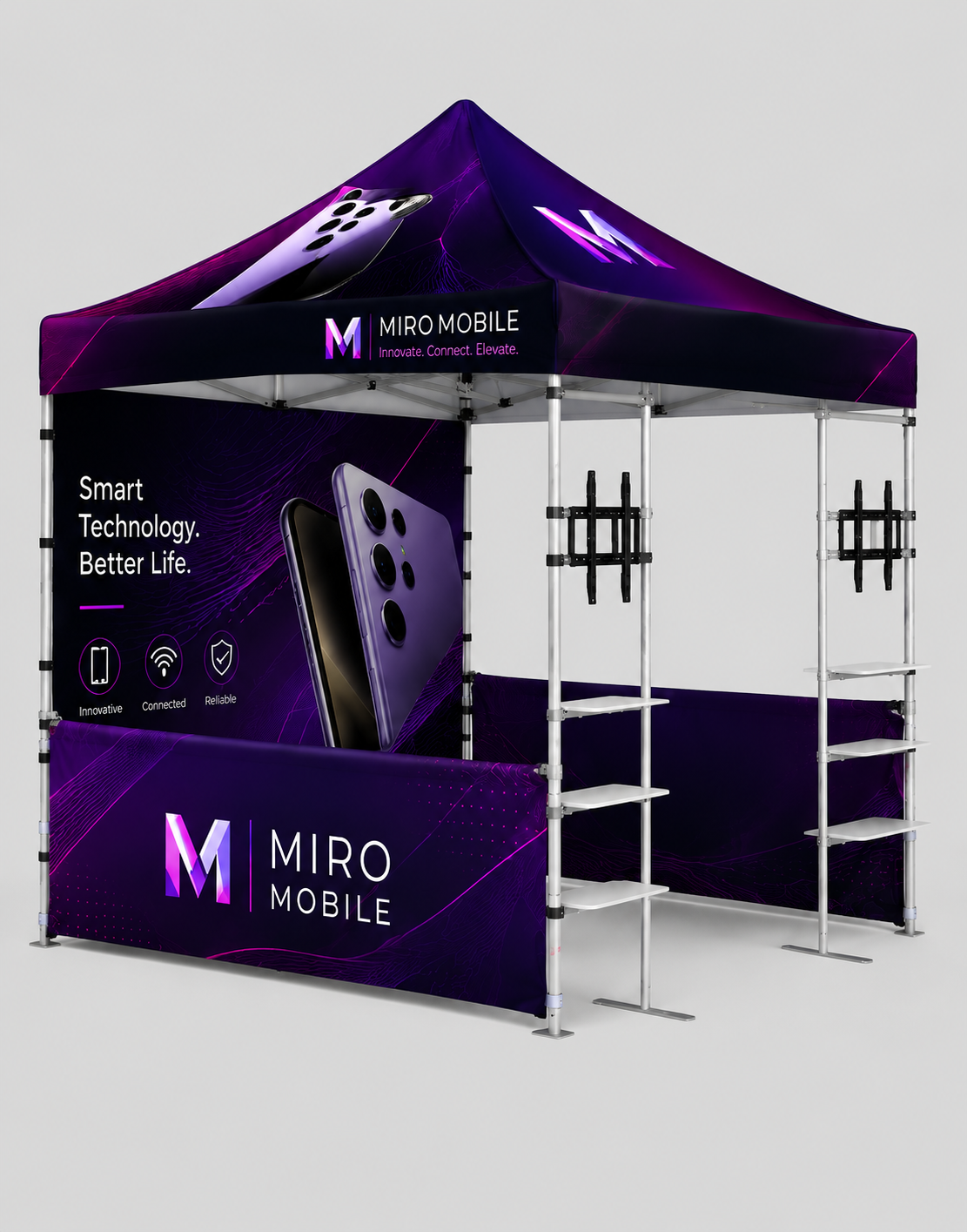10ft x 10ft Canopy Kit with Shelving & TV Mounts