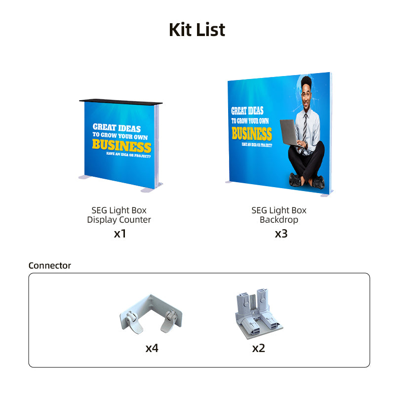 Espositore modulare SEG Lightbox da 13 piedi per fiere - Modello 2