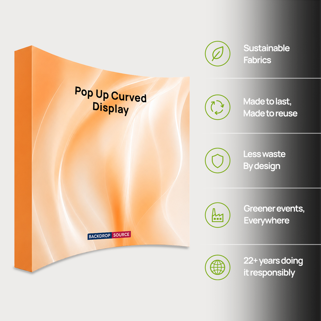Fabric Pop Up Curved Velcro Media Wall
