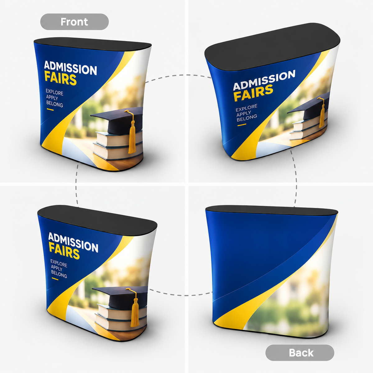 Mostrador de exhibición de tela rectangular (para exhibiciones en podios y stands)