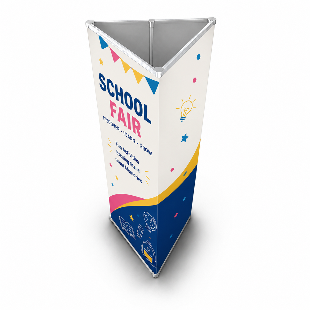 Expositor de pancartas triangulares de 3 lados Tri-banner
