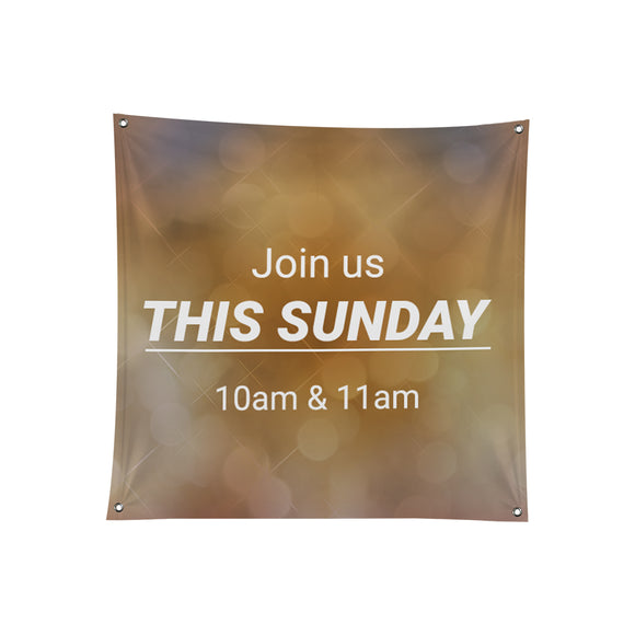 Church Welcome Join This Sunday 10 AM & 11AM Polyester Banner - Backdropsource