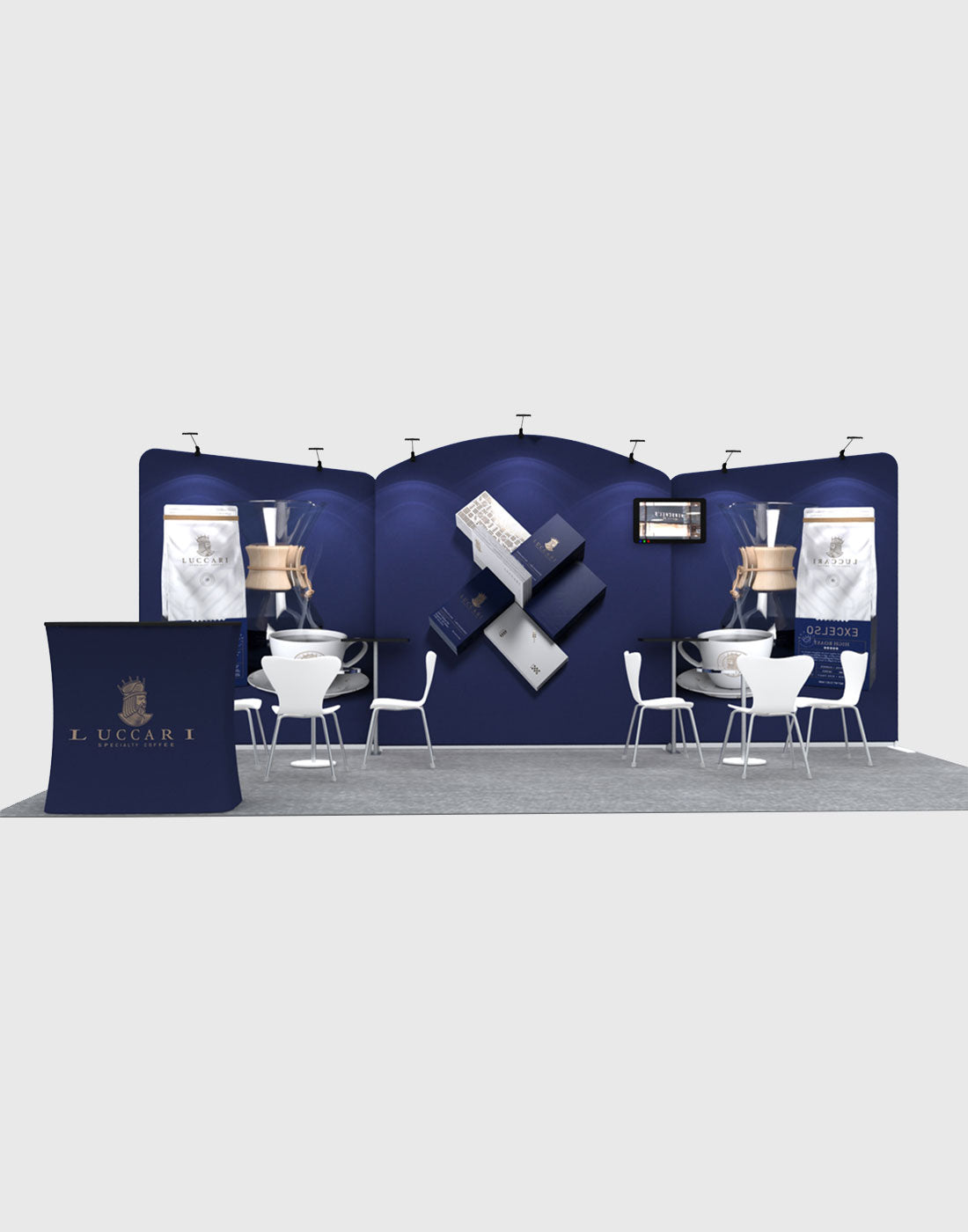 20x10 Round Top with Inclined Straight Exhibition Kit - Backdropsource