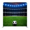 Soccer Ball On Green Stadium, Arena In Night Illuminated Bright Spotlights With Football Background Media Wall - Backdropsource