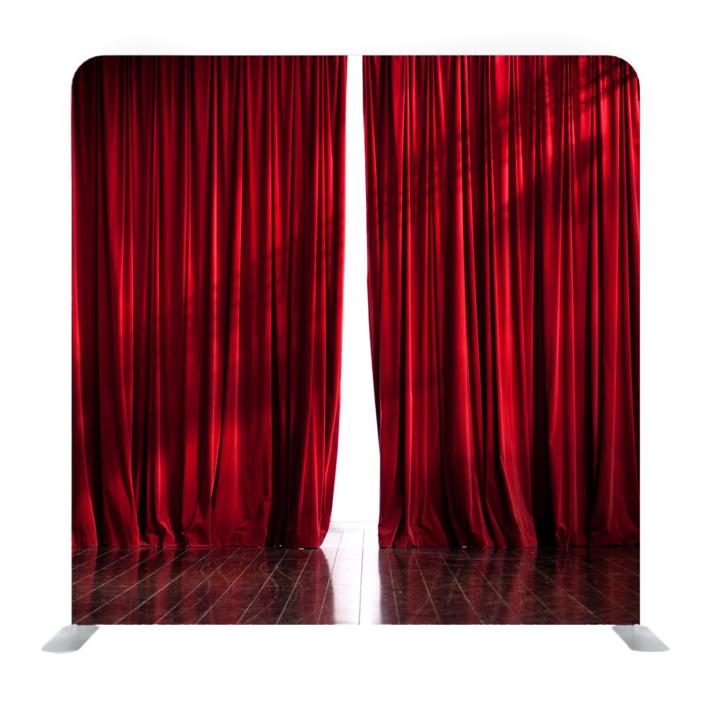Theater Red Curtains Slightly Open Background Media Wall - Backdropsource